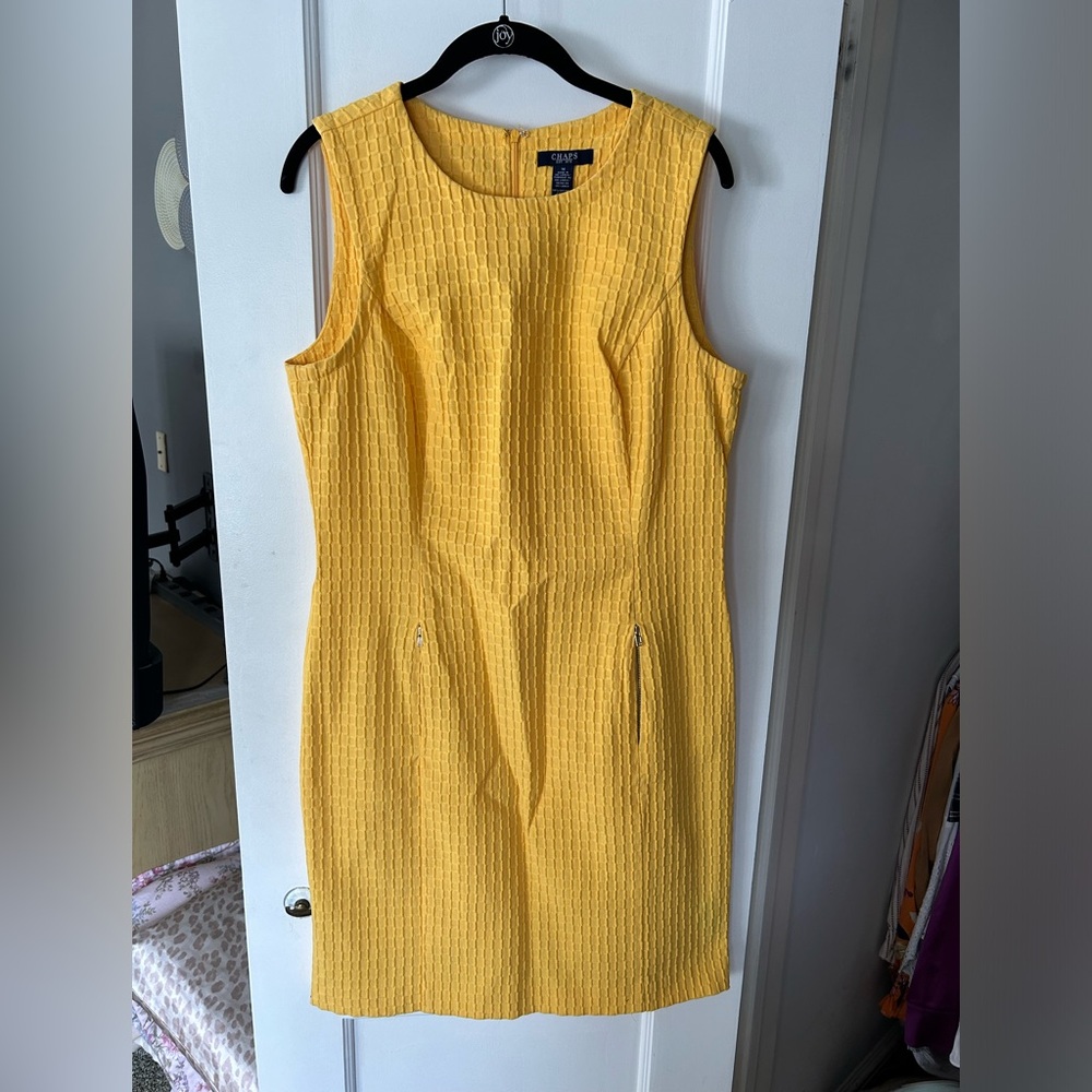 Chaps Yellow Sheath Midi Dress for Work